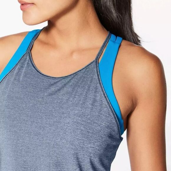 Lululemon Fast as Light Singlet Tank Top Heathered Night Tide Cutout 4 Like New - Picture 5 of 14